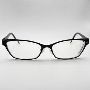 BCBG Max Azria Bianka Eyeglass Frames Gem Bling Cat Eye Black 53-15-130 Italy